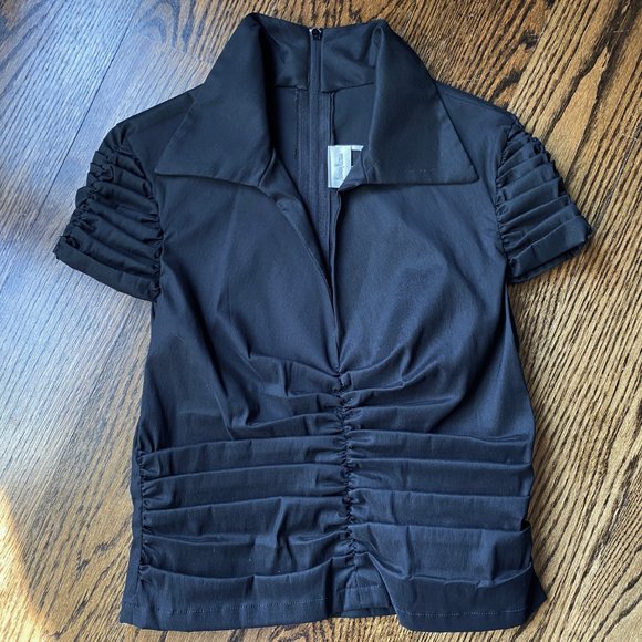 Like New Tadashi Shoji, Neiman Taffeta Blouse, P/0 - Picture 2 of 4